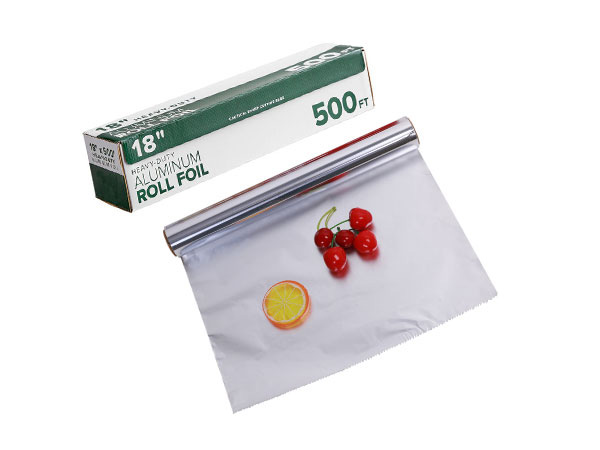Paquete de 1 rollo de papel de aluminio resistente para servicio de  alimentos (18 pulgadas x 500 pies) con caja de corte corrugada resistente,  ideal